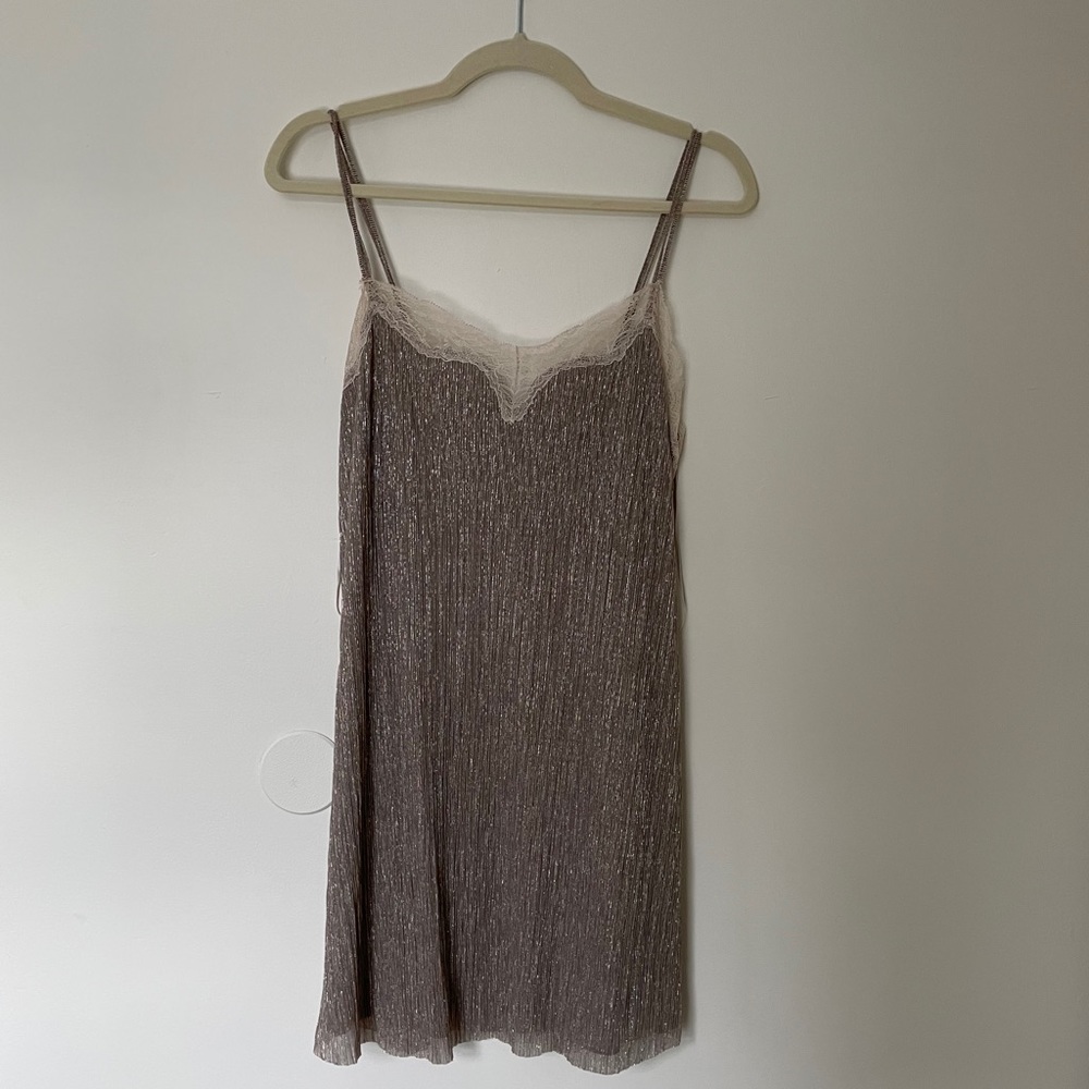 Zara Gold Lace Slip Dress - Picture 2 of 5